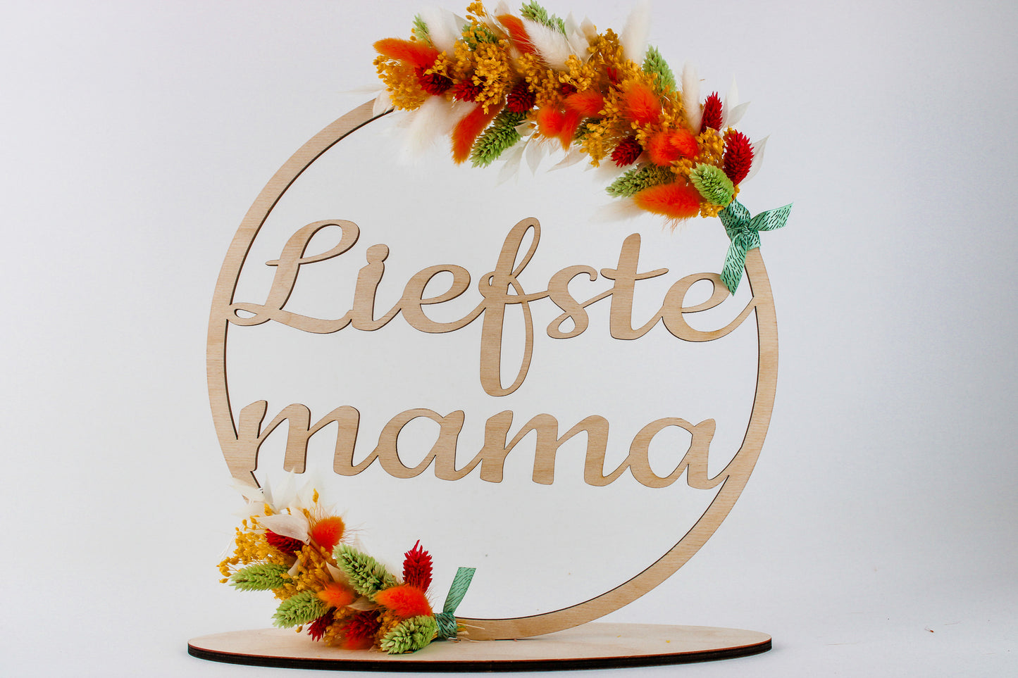 Flowerhoop "liefste mama" Oranje / groen / wit