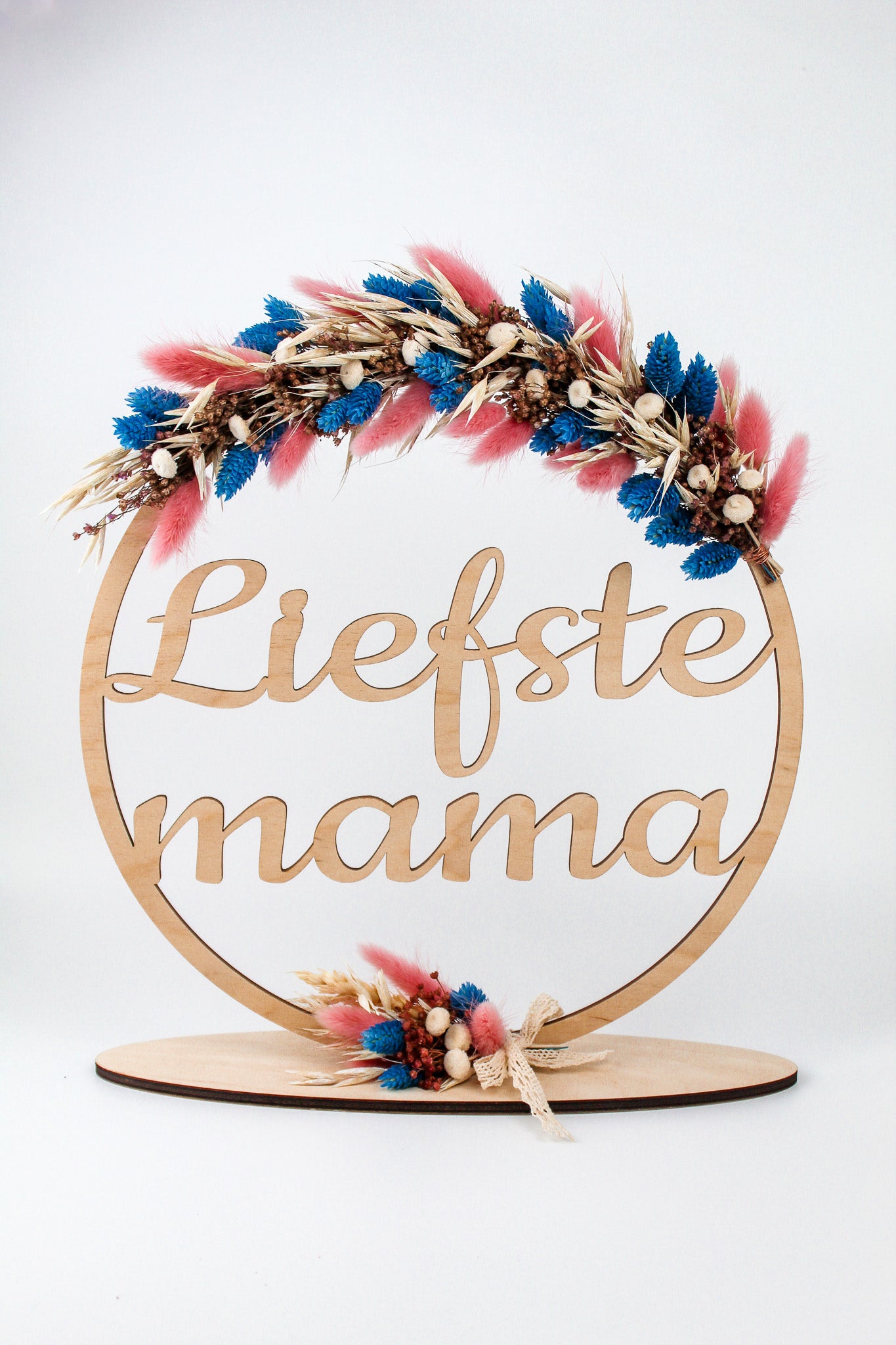 Flowerhoop "liefste mama" - Roos / Blauw