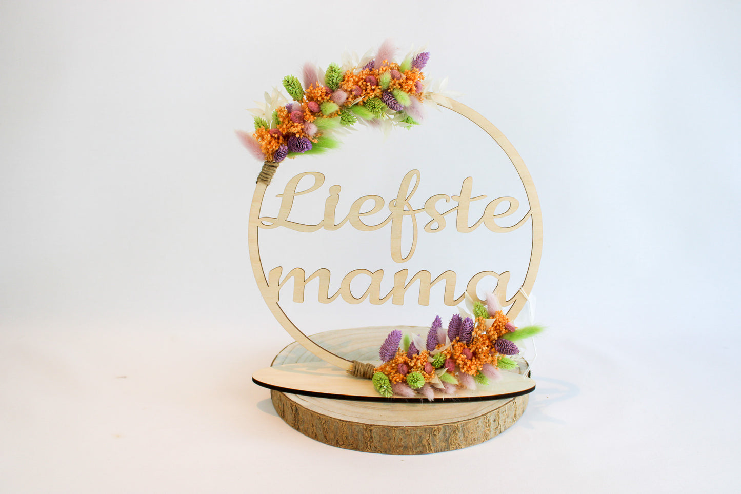 Flowerhoop "liefste mama" - Groen / oranje / paars