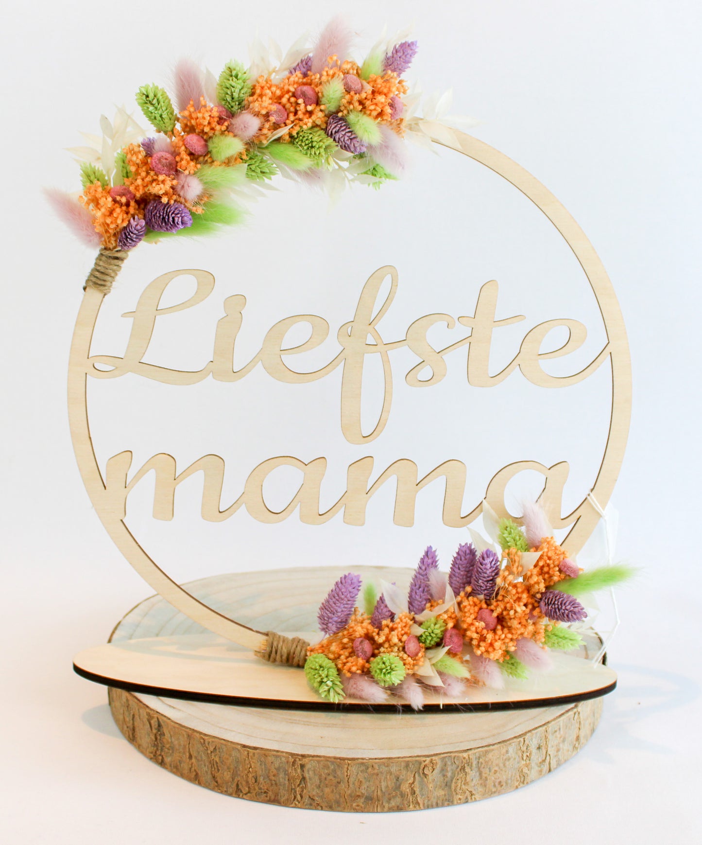 Flowerhoop "liefste mama" - Groen / oranje / paars